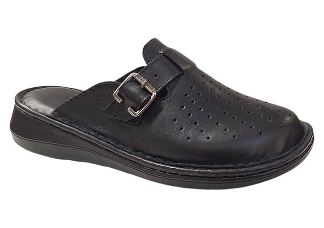 Saboti medicali dama din piele naturala de culoare neagra Med-Line RSY04N